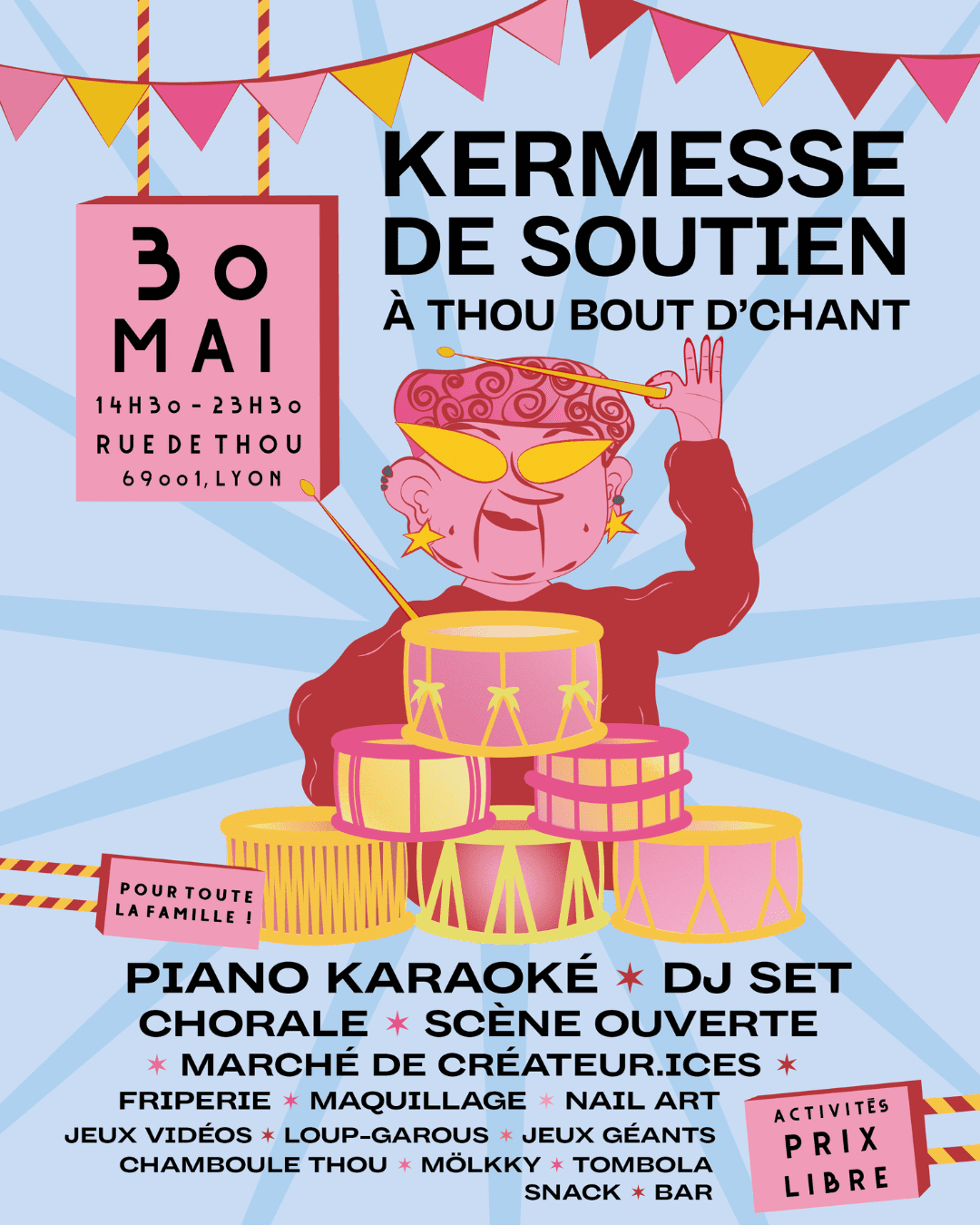 30 MAI - KERMESSE DE SOUTIEN + PIANO KARAOKÉ